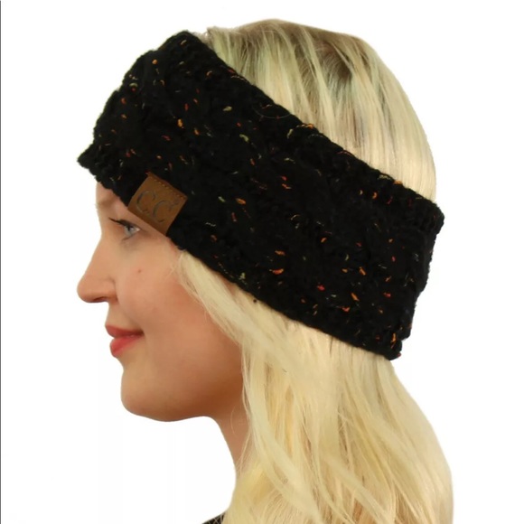 C.C Accessories - C.C Confetti Fuzzy Fleece Lined Black Headband